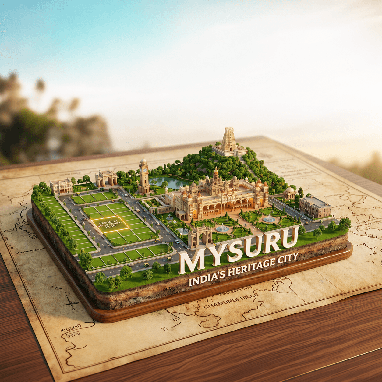 Miniature cityscape of Mysuru — India's heritage city